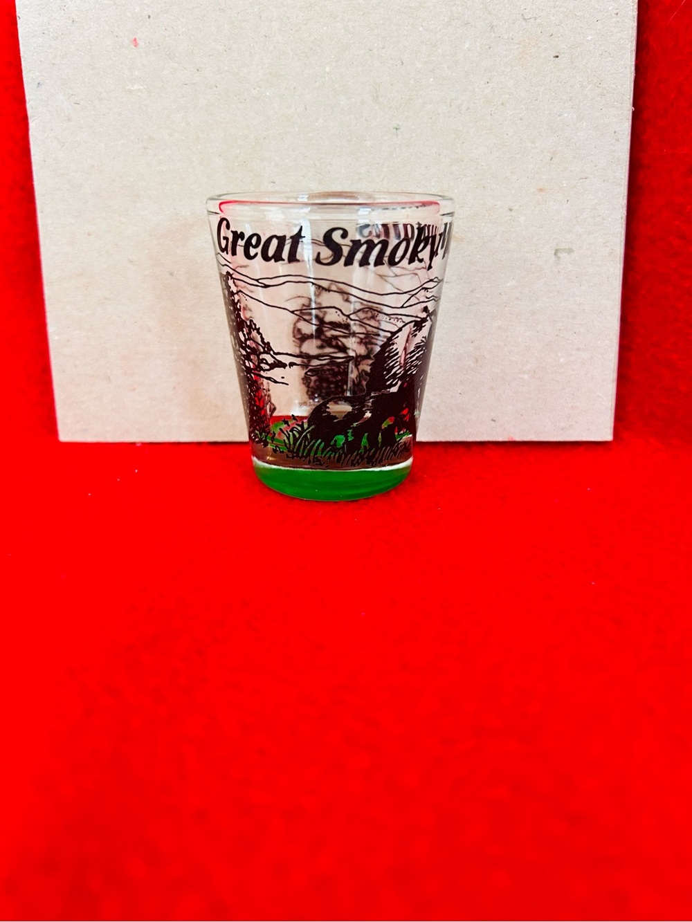 Great Smoky Mountains Green Accent Shot Glass - Souvenir Glass